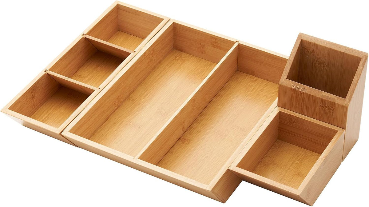 TRINITY EcoStorage® | 4-Piece Bamboo Desk Organizer | w/ Dividers