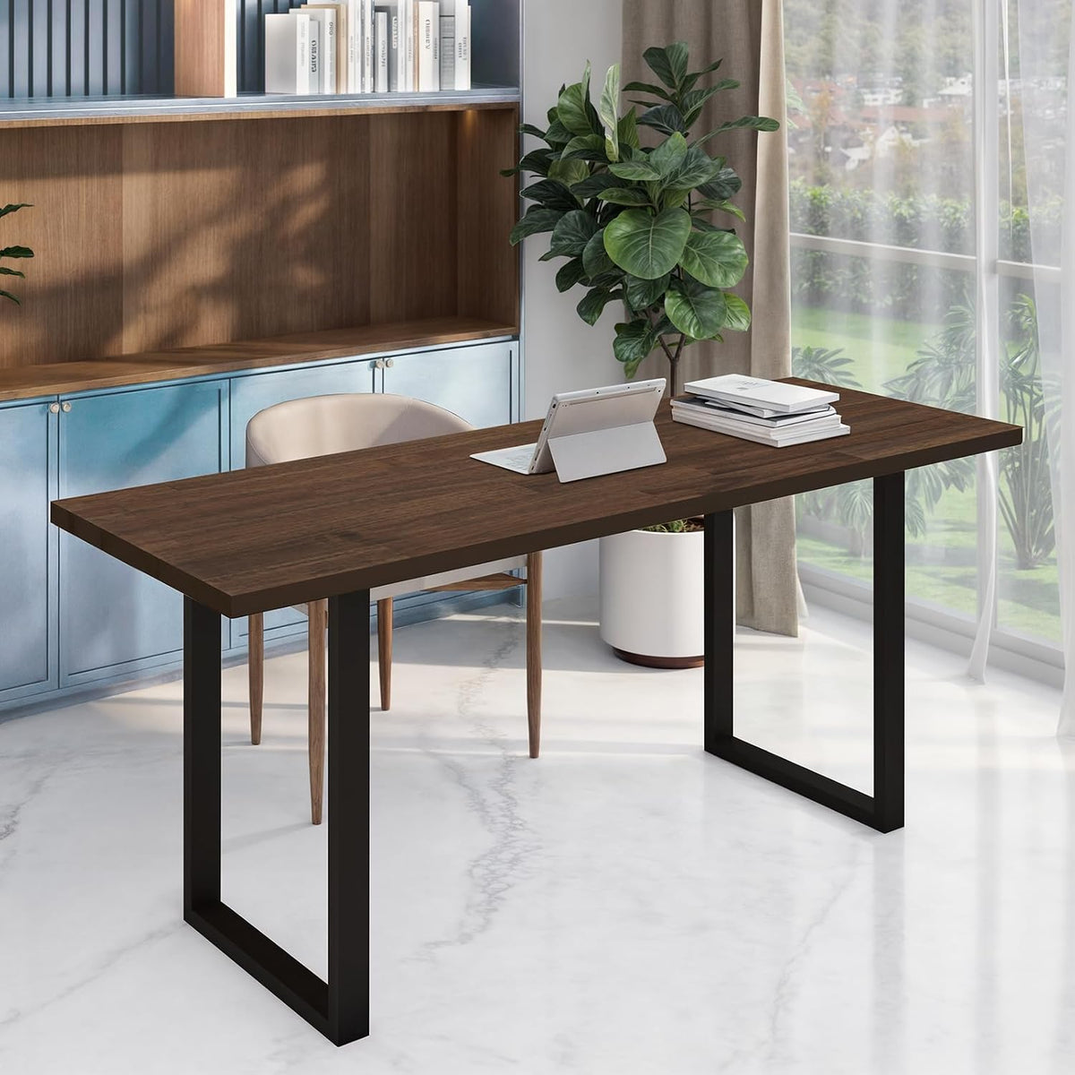 Howizz 55 x 28 in. Solid Wood Table Top, Dark Walnut Stained Acacia Desktop f...