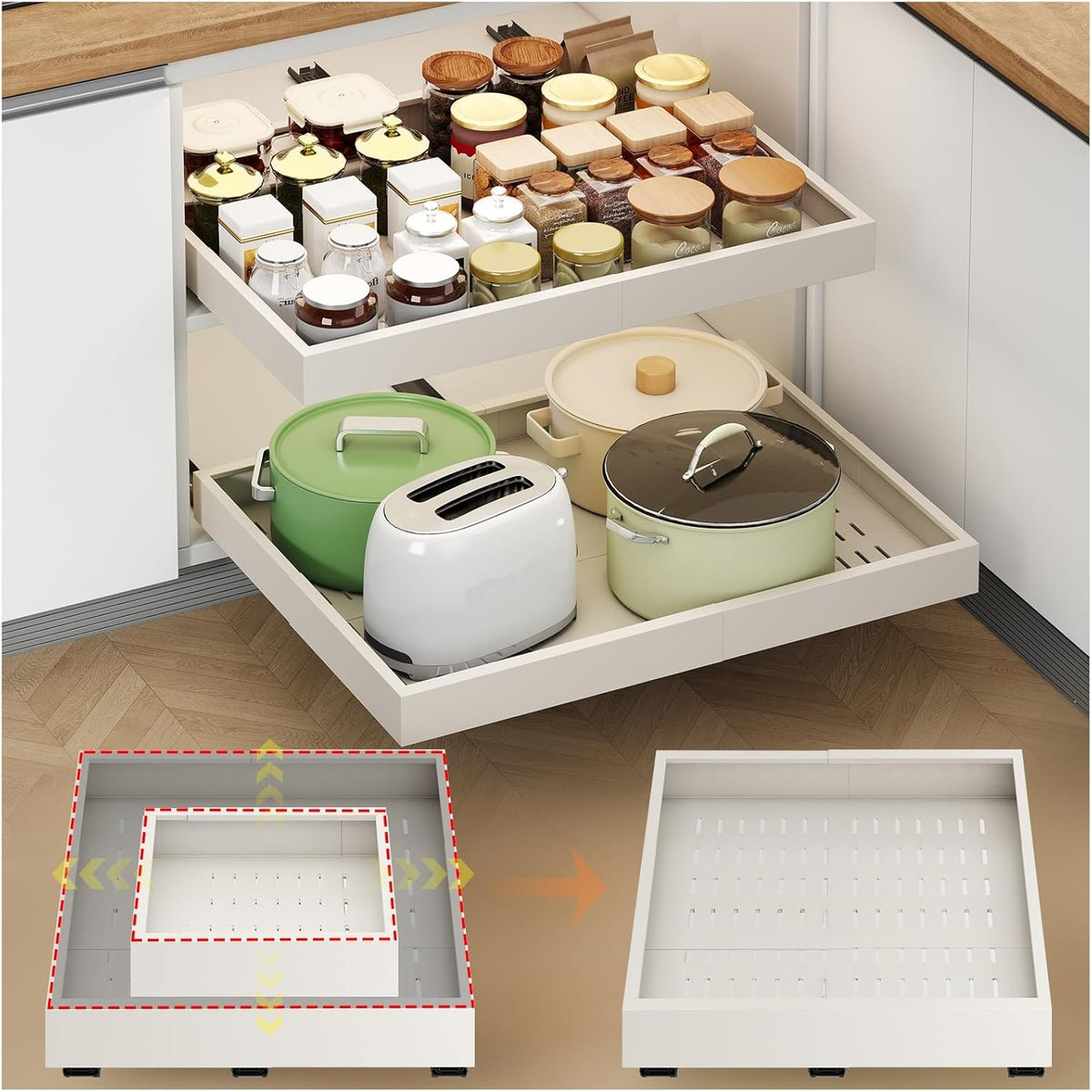 Fokyfok 2Pc Pull out Cabinet Organizer,14"-21"W,17"-24"D,...