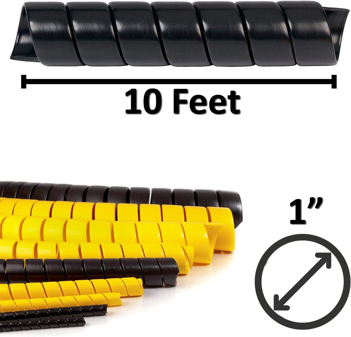 Electriduct 1" Heavy Duty Spiral Wrap Hose Protector - 25 Feet - Black