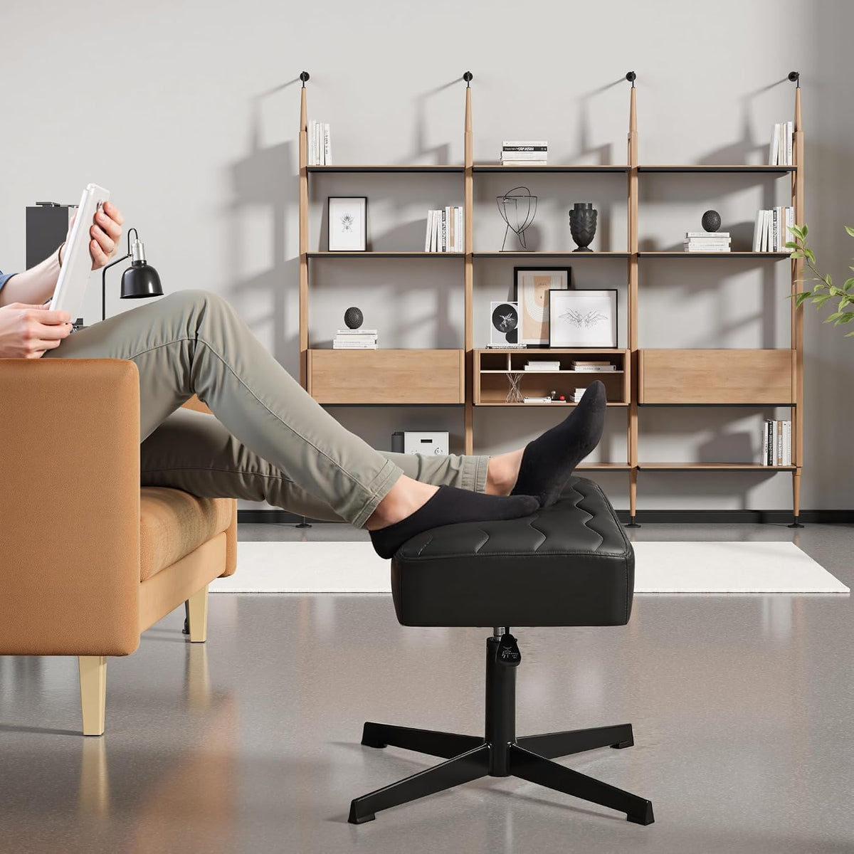 VECELO Under Desk Footrest, PU Ergonomic Foot Rest with Comfort Padding, Heig...