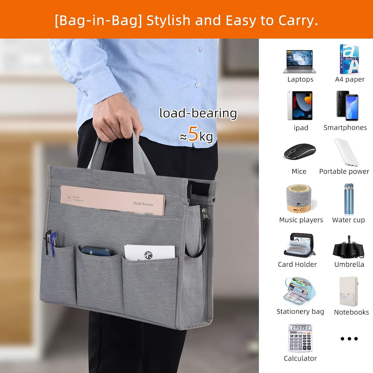 MASTLU Under Desk Hanging Storage Bag, Desk Organizer Storage, Office Side St...