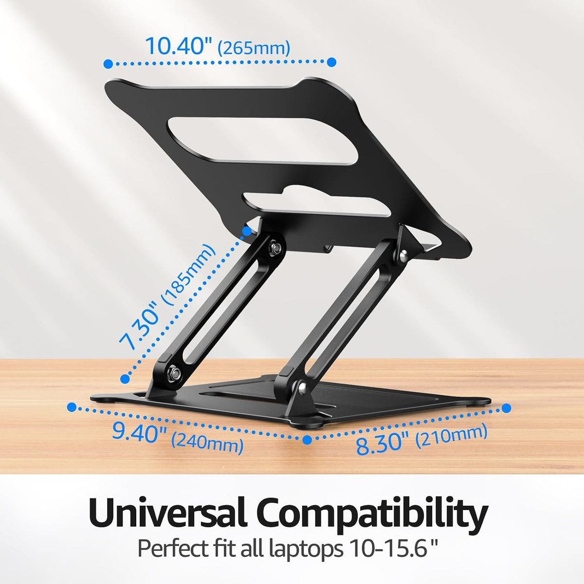 Urmust Adjustable Laptop Stand for Desk, 10-15.6โ Laptop Riser, Black