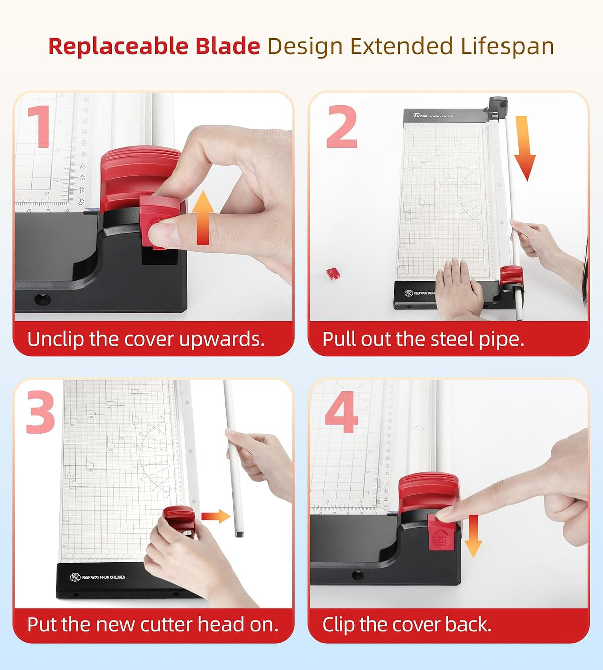 Firbon 15 Inch Rotary Paper Trimmer with Replaceable Blade