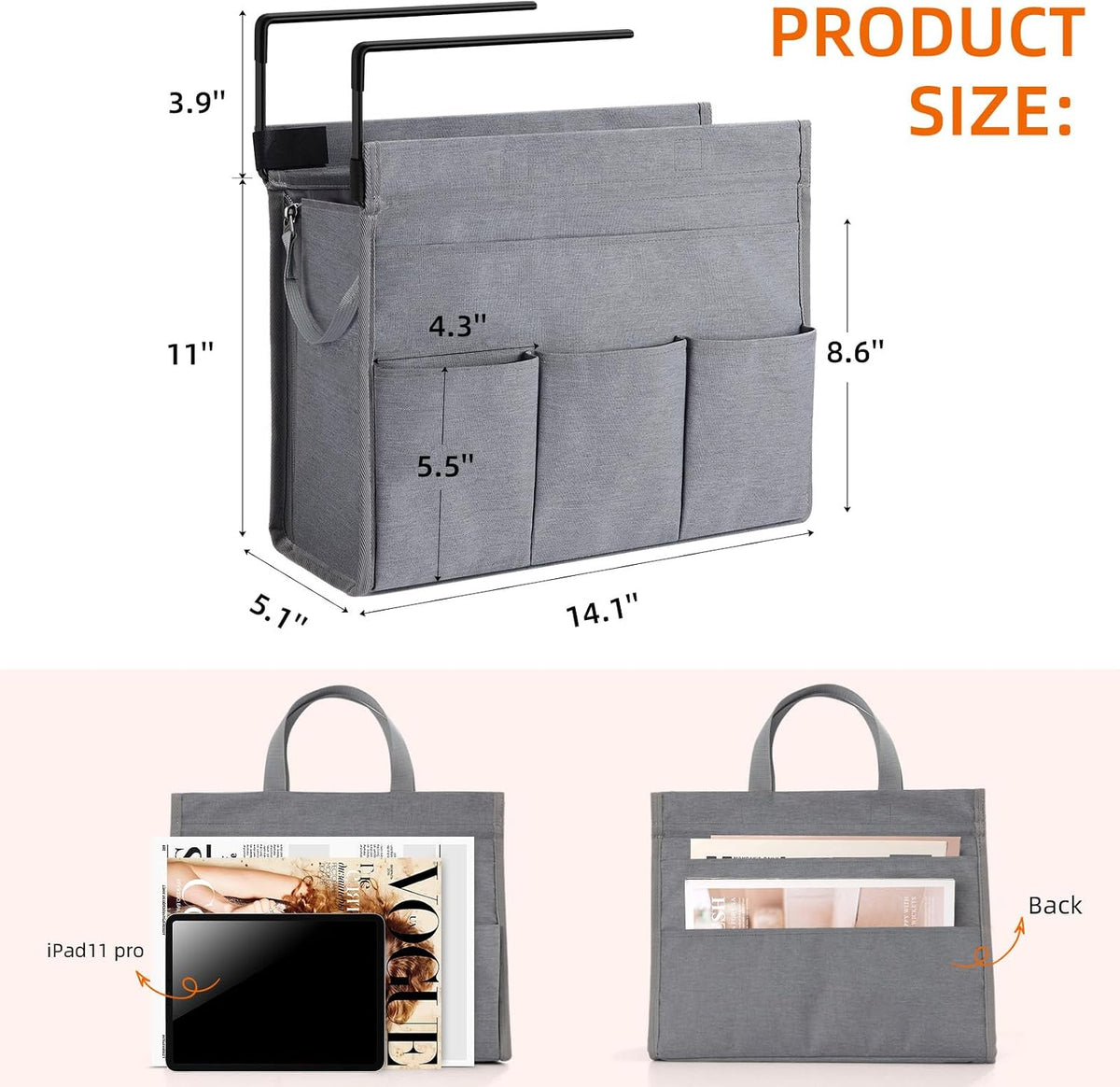 MASTLU Under Desk Hanging Storage Bag, Desk Organizer Storage, Office Side St...
