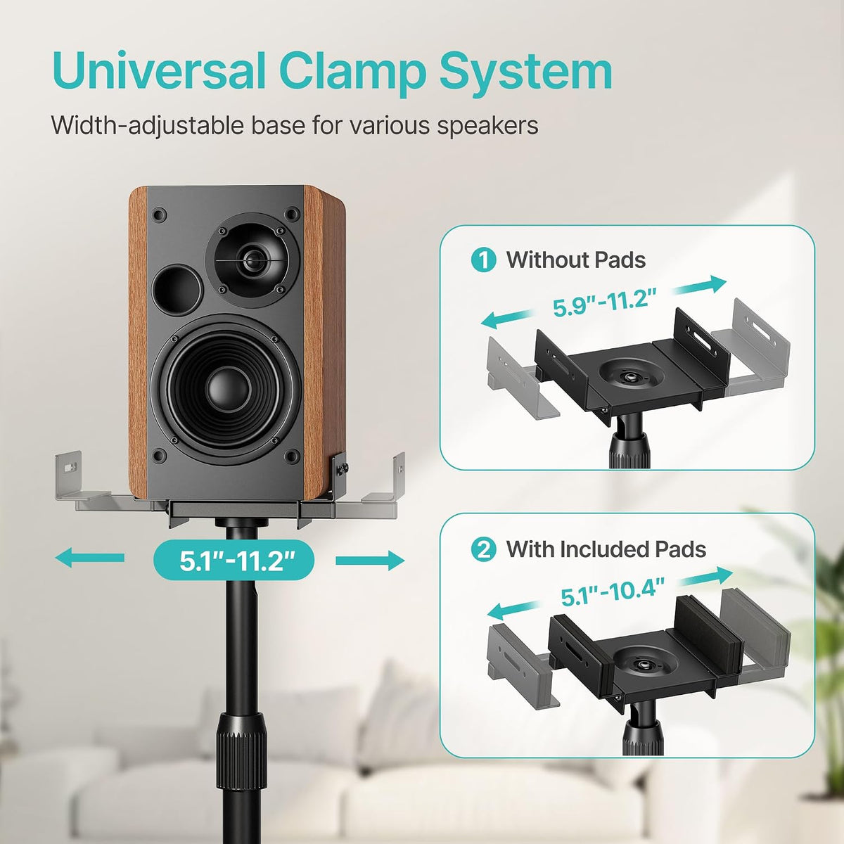 Pegzone Height-Adjustable Speaker Stands Pair, Black