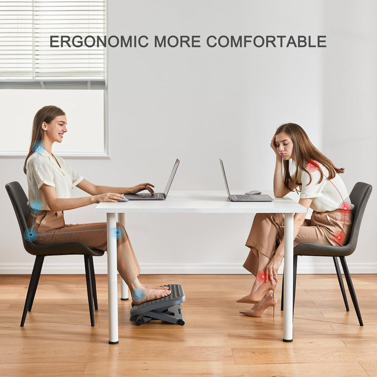 HUANUO Adjustable Foot Rest for Under Desk with 3 Height Position, Gray
