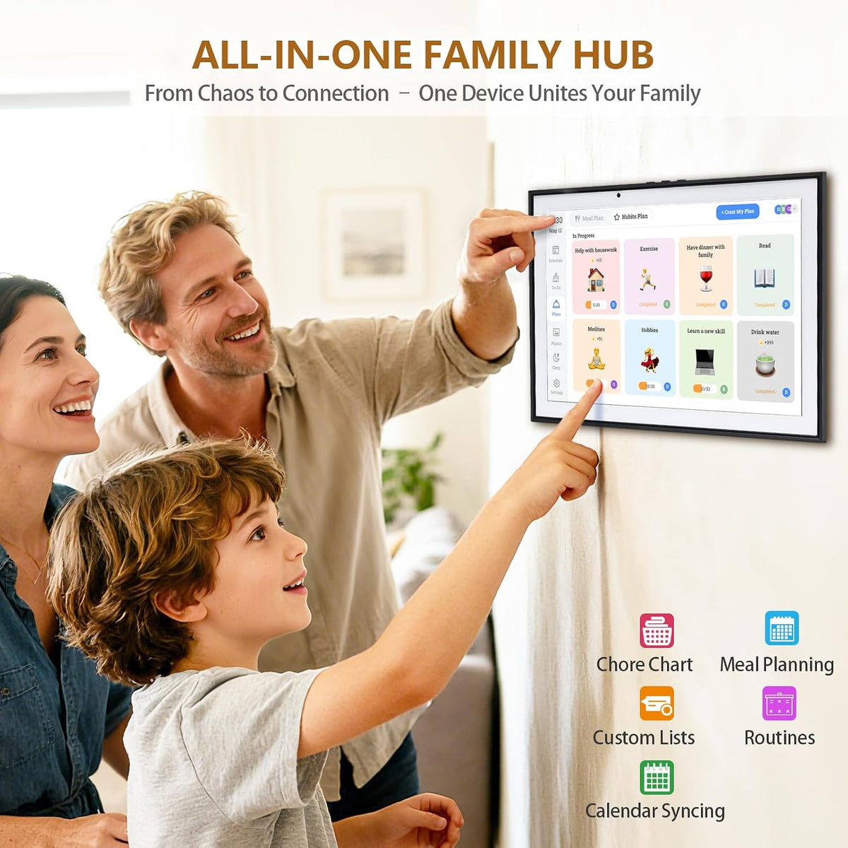 10.1 inch Smart Digital Calendar & Chore Chart, 1920 * 1080P Full HD Touc...