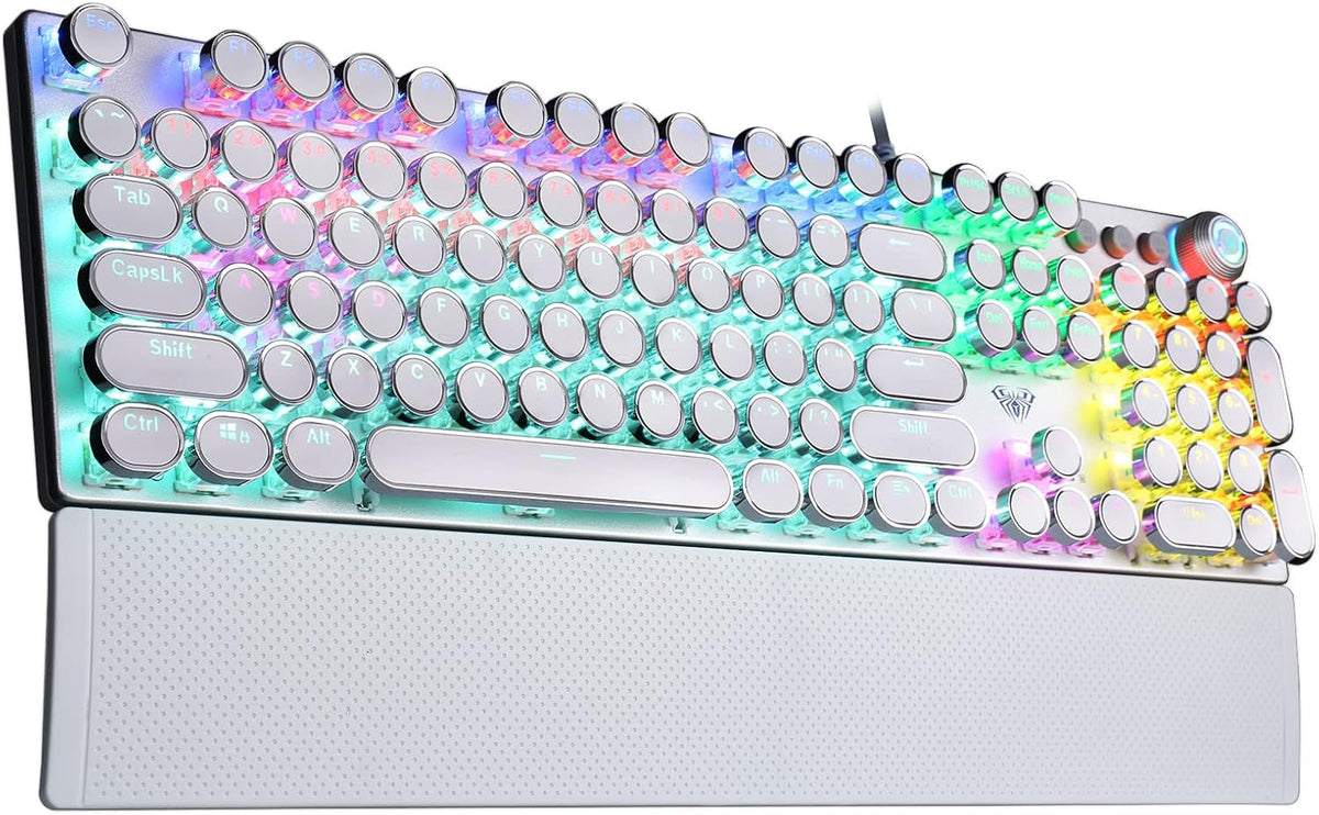 AULA F2088 Typewriter Style Mechanical Gaming Keyboard Wired, 104 Keys