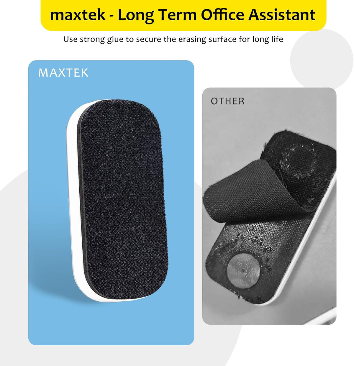 maxtek Magnetic Dry Erase Eraser, 8 Pack, Gray