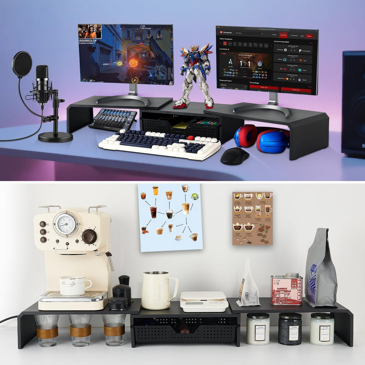LEKETREE Dual Monitor Stand Riser with Drawer, Computer Stand for Desk, Works...