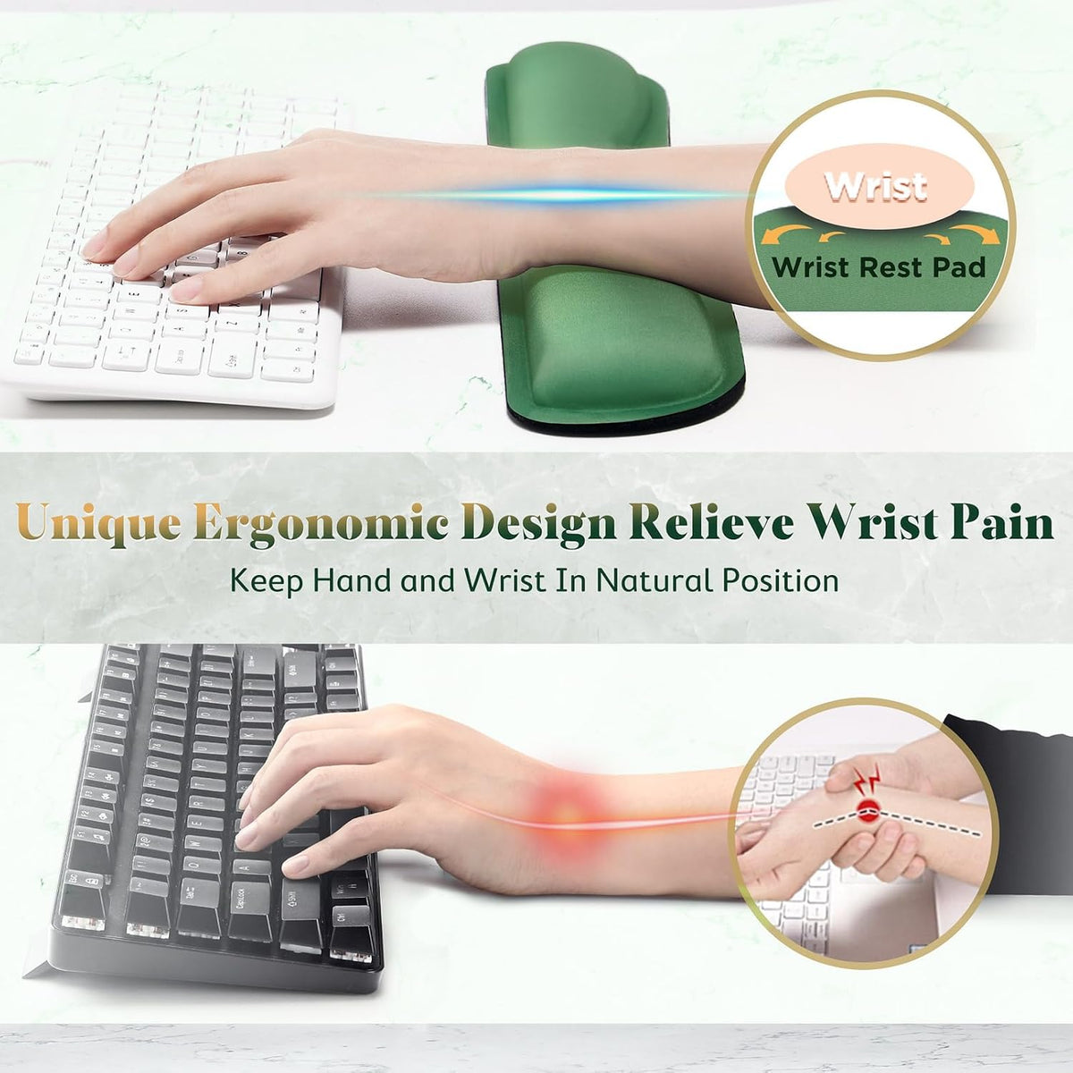 Gimars 17.3'' Extended Keyboard Wrist Rest Pad with 63D High-Density,...