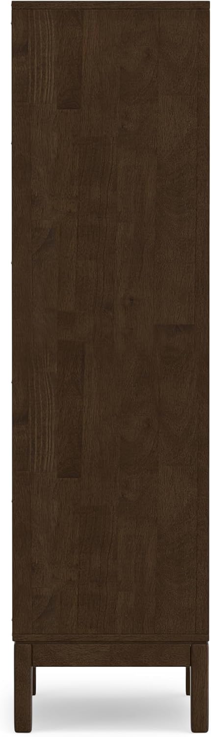 SIMPLIHOME Harper 66" Tall Solid Wood 5-Shelf Bookcase in Walnut Brown