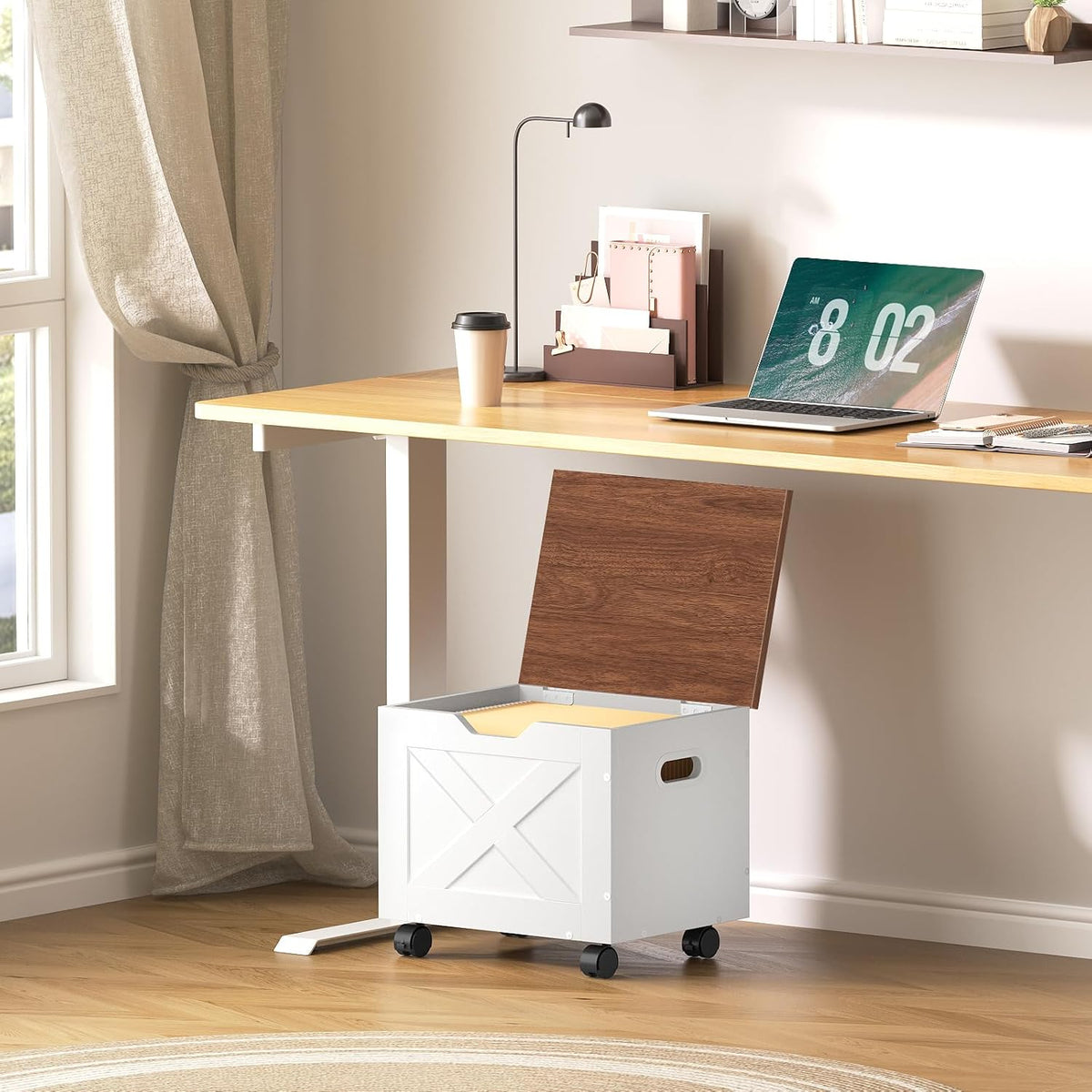 MAHANCRIS Rolling Filing Cabinet, Small File Cabinet Under Desk with Single D...