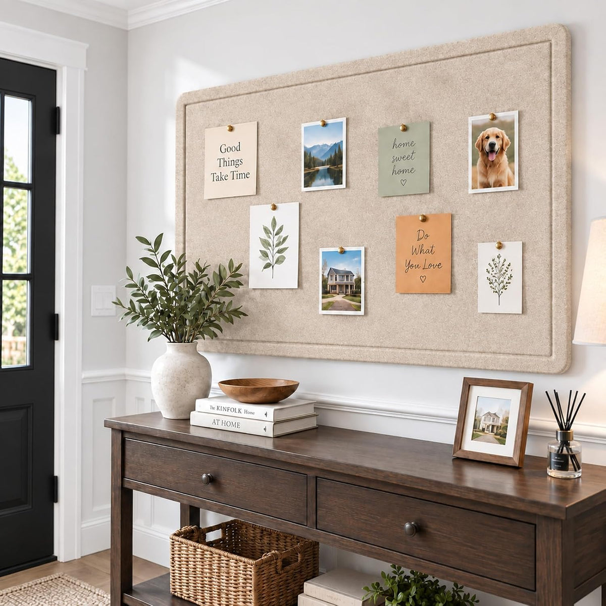 Beige Large Felt Bulletin Board for Wall 48 x 36 Inch Frameless