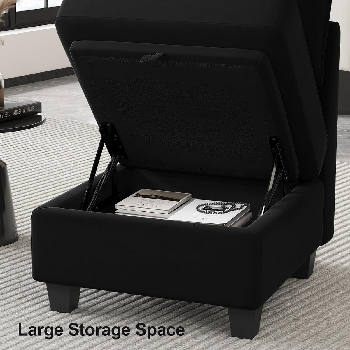 Belffin Modular Sofa Storage Ottoman Module for Velvet Piping Modular Sectoin...