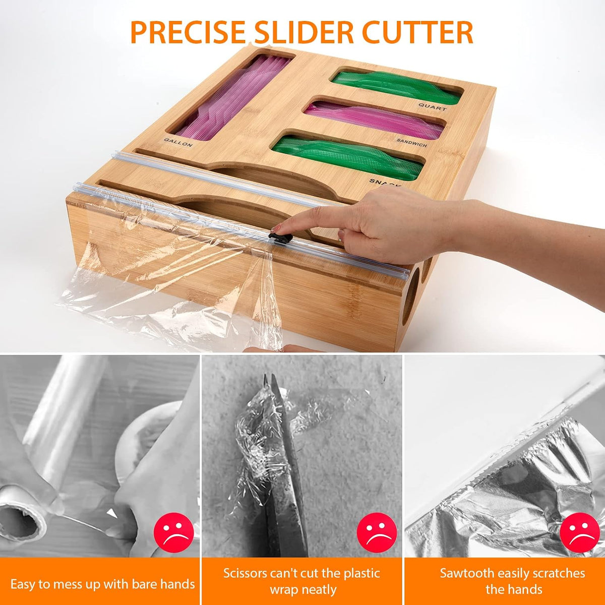 Storage Bag Organizer with Foil and Plastic Wrap Organizer , Aluminum Foil Di...