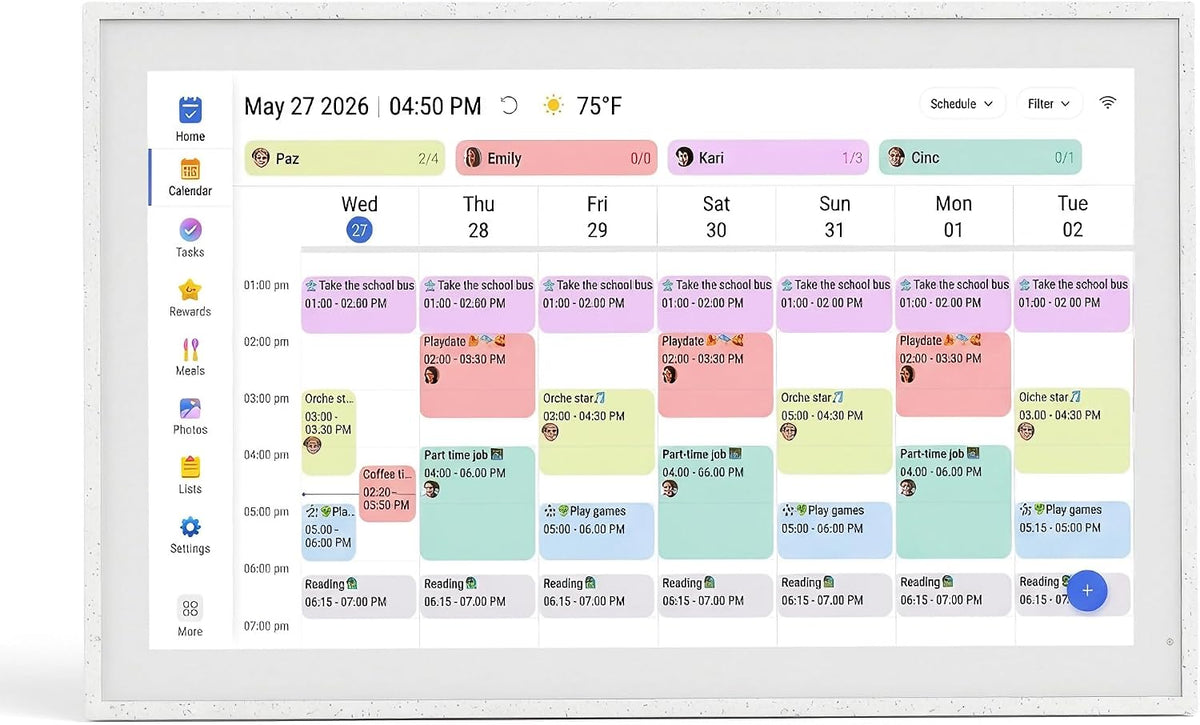 15.6" Digital Calendar, Smart Family Planner, Snow Speckle White