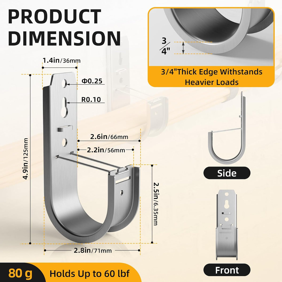 50 Pack 2 Inch J Hooks for Cable Management with Retainer Clips