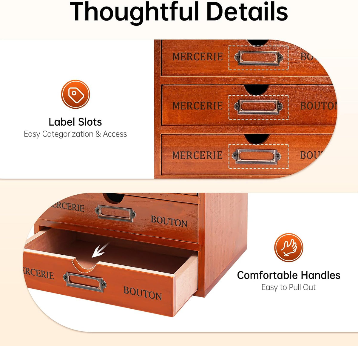 Vintage Wooden Drawers Organizer, 16-Drawer Desktop Storage Box With Drawers,...
