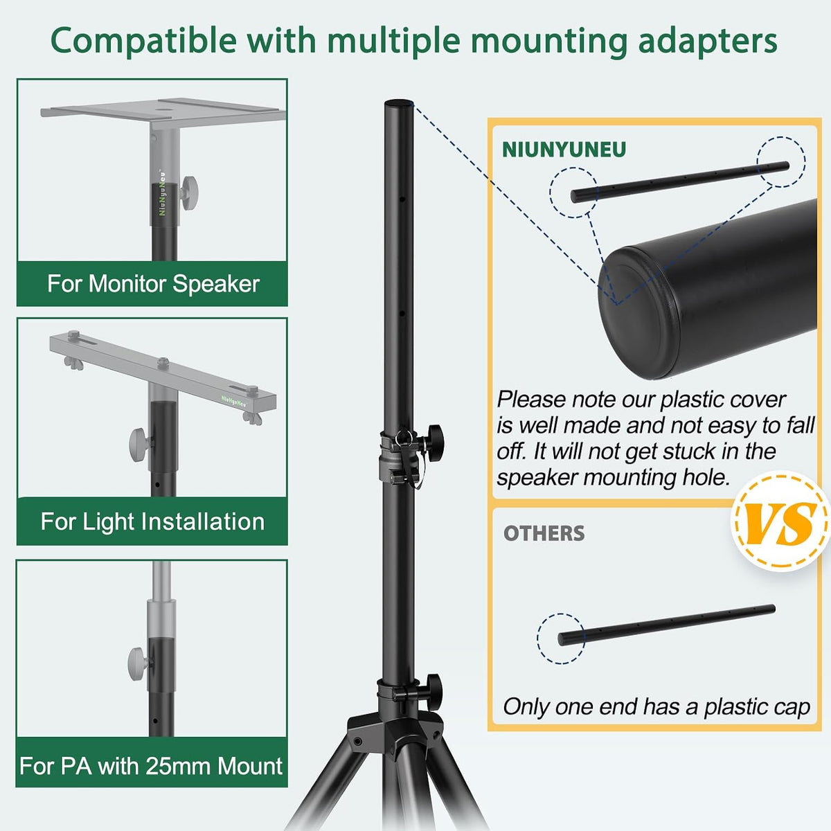 Pair of Speaker Tripod Stands 43.7"-70.8" PA DJ 35mm Mount Insert
