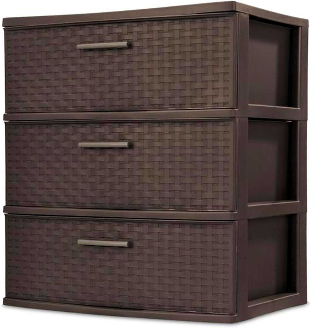 Sterilite Wide 3 Drawer Weave Tower, Home Organizer, Espresso