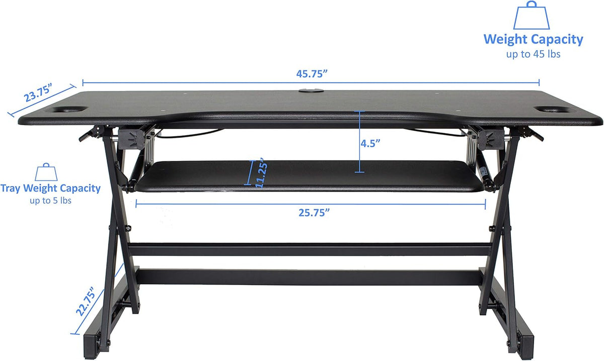 Rocelco 46" X-Frame Standing Desk Converter, Black, R DADRB-46