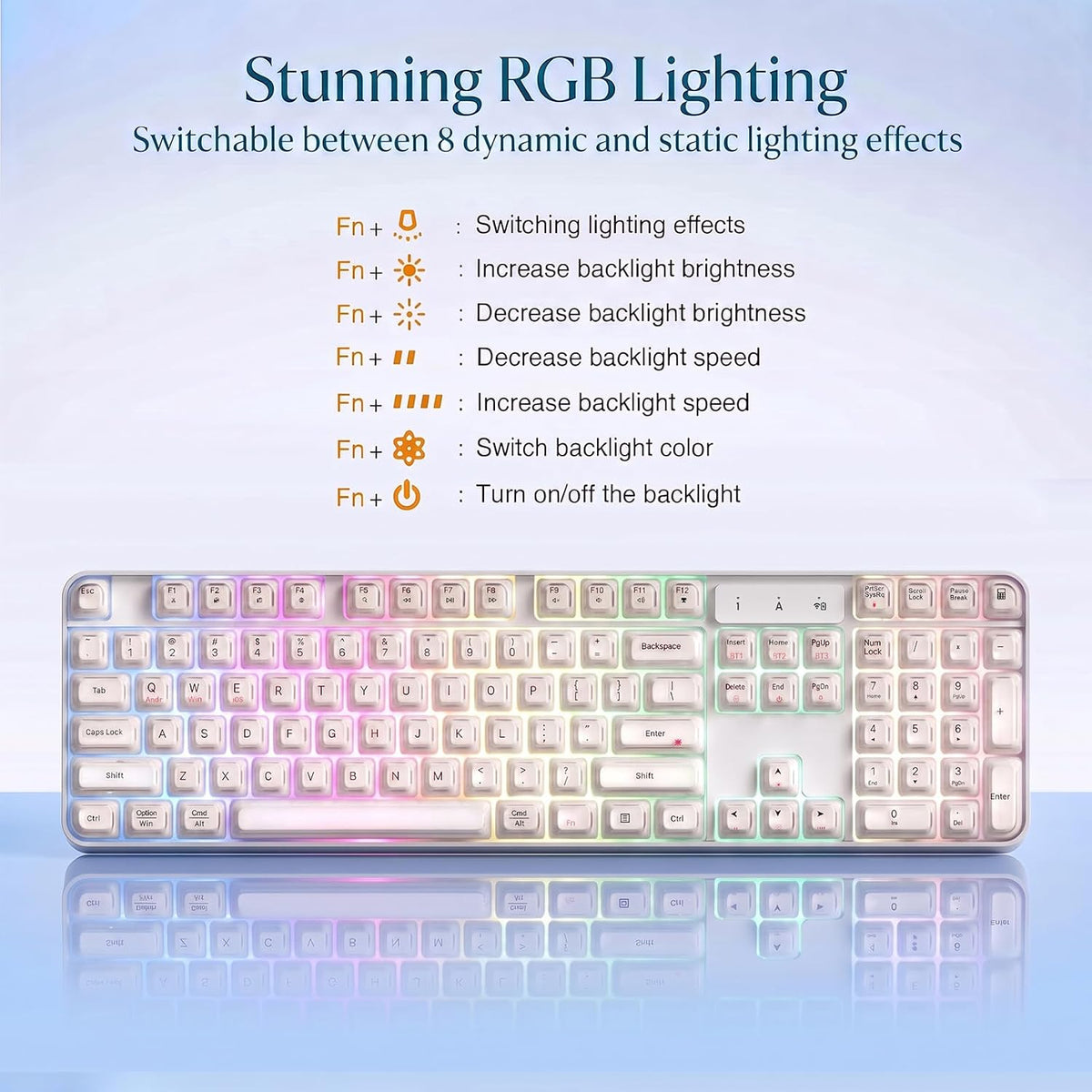 Lomiluskr RGB Arc Wireless Keyboard, BT/2.4G/Wired Tri-Mode, Full Size Crysta...