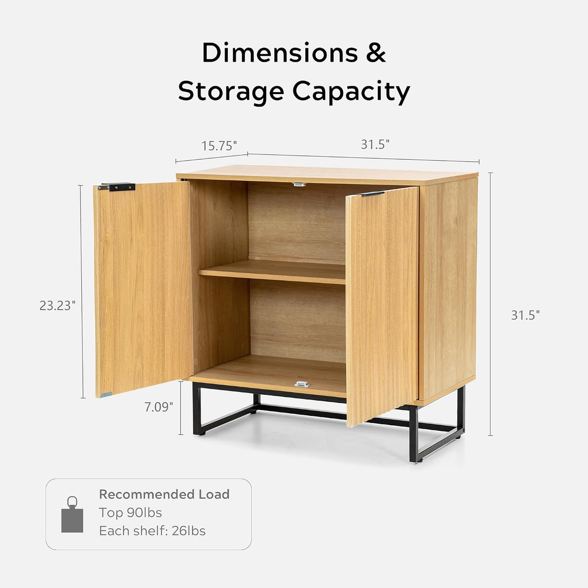 EYYTHUNG Fluted Storage Cabinets Set of 3, Sideboard Buffet Cabinets with Adj...