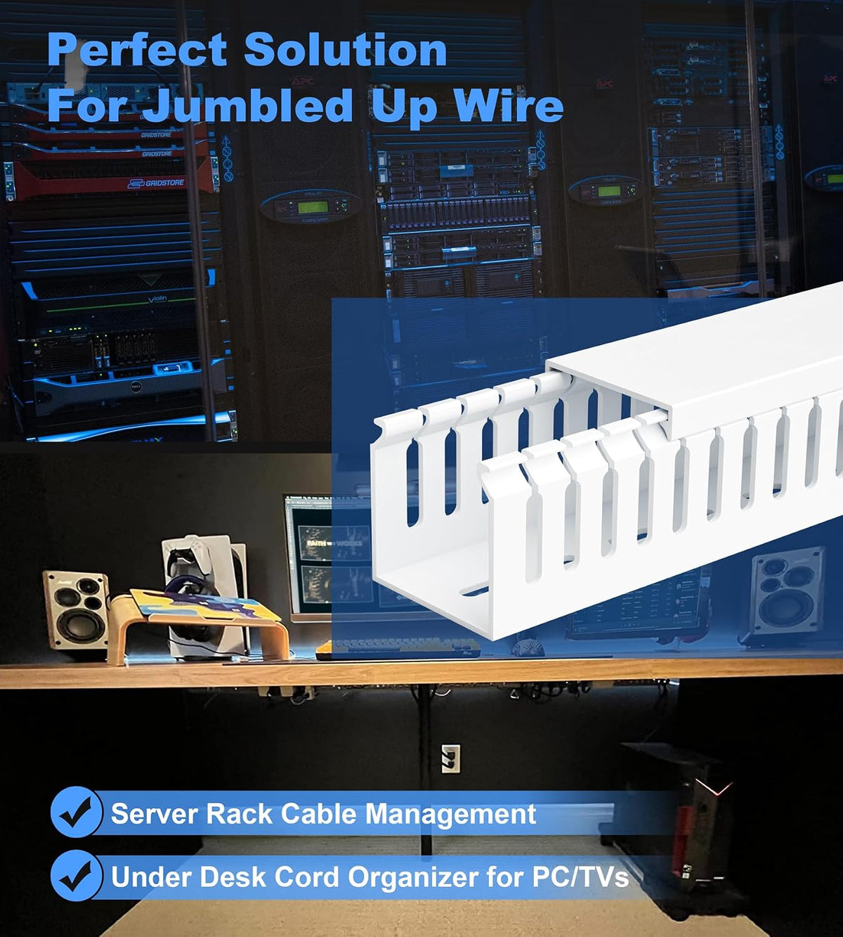 ZhiYo 2"H x 2"W Cable Raceway, 6ft Under Desk Wire Management Chann...