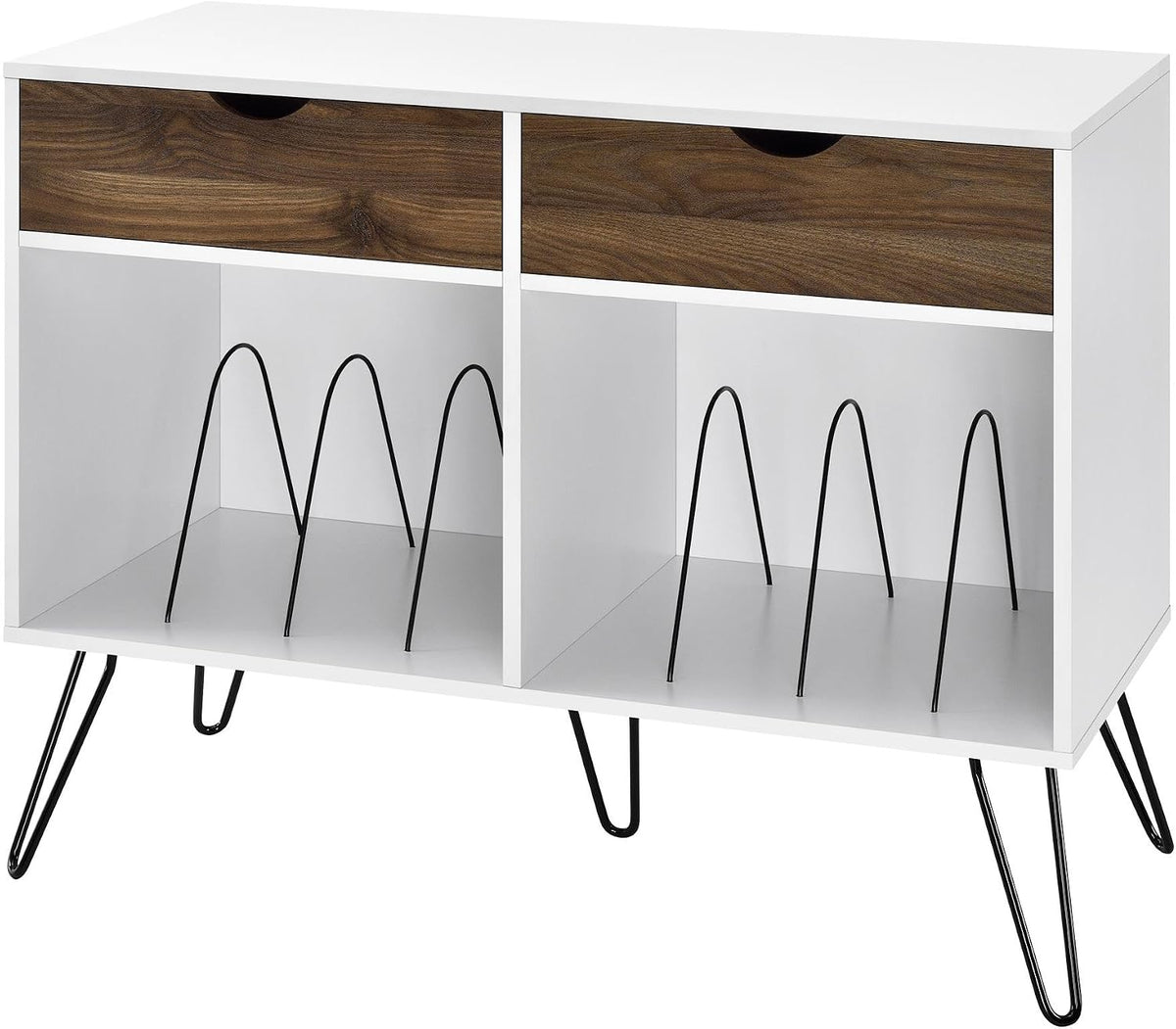 Novogratz Concord Turntable Stand with Drawers, White