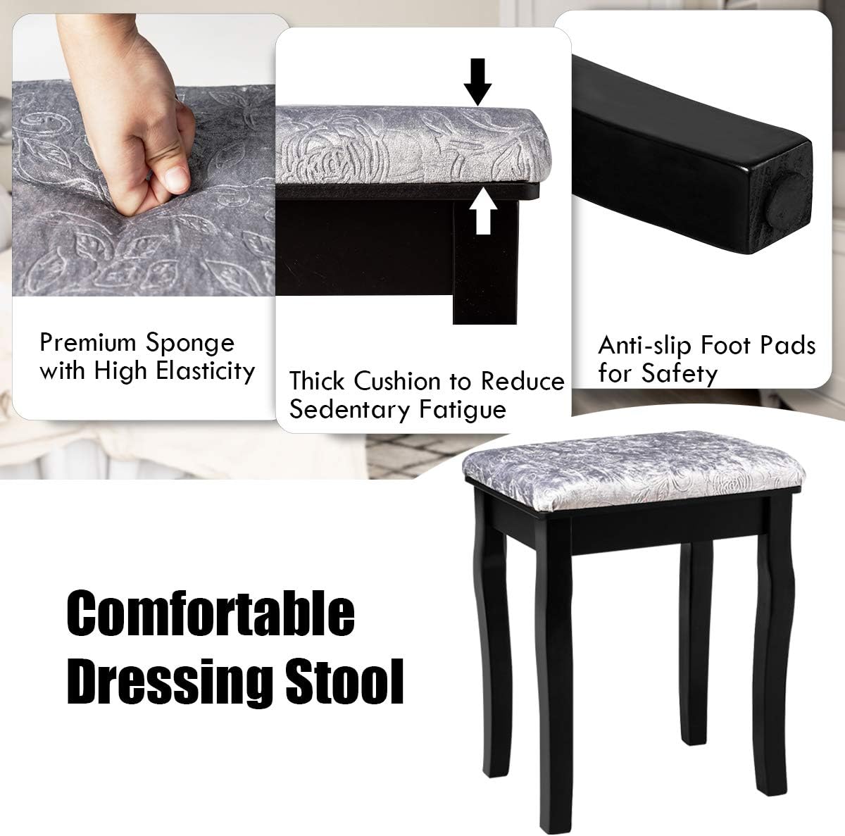 CHARMAID LED Vanity Desk with Lighted Mirror, 10 Dimming Bulbs, 5 Drawers, 3 ...