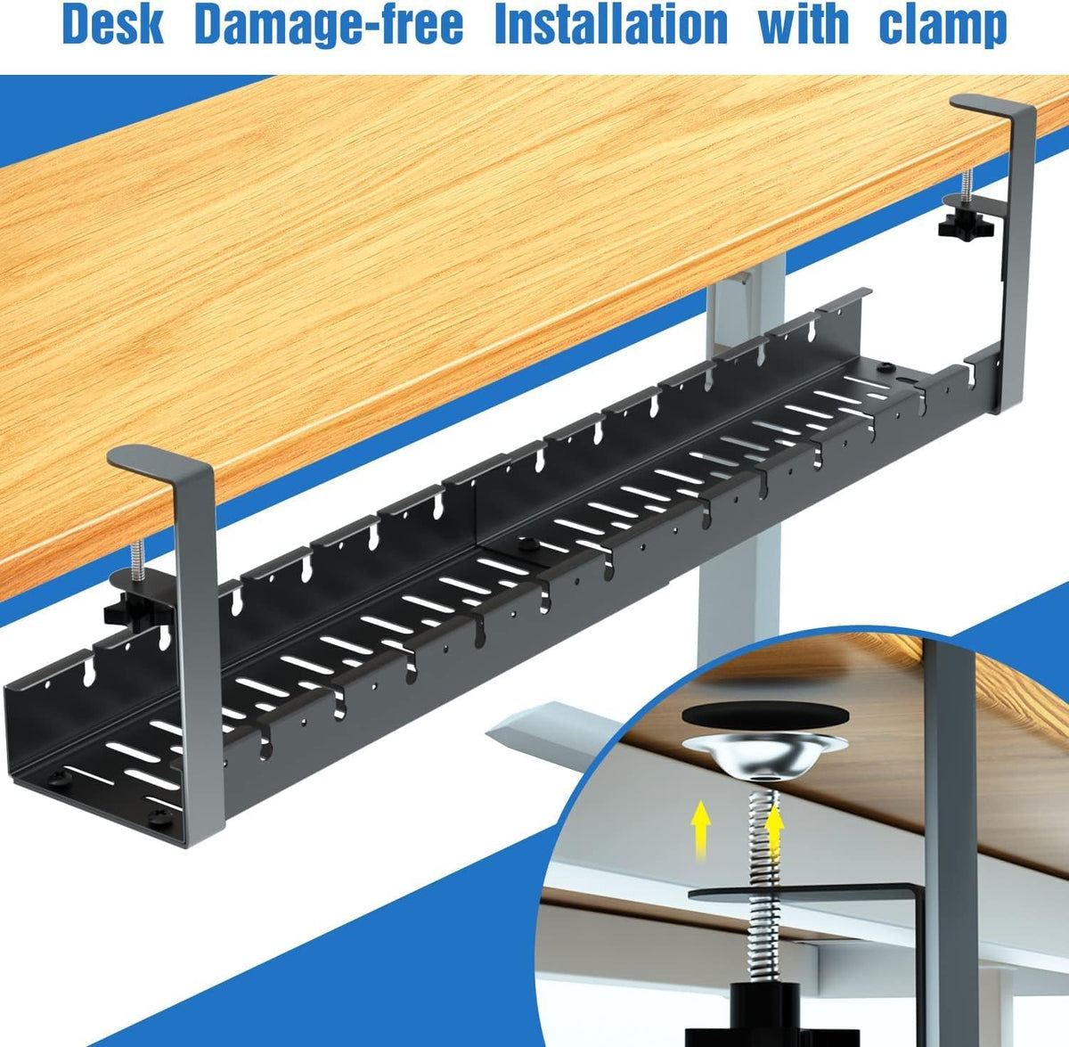 No Drilling Extendable Under Desk Cable Management, Metal Cable Management Tr...