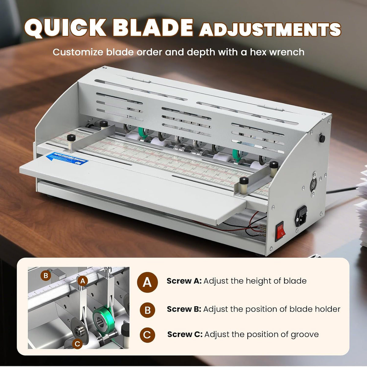 Mxmoonant Electric Creasing Machine Plus 470mm with 6 Blades, 25r/min