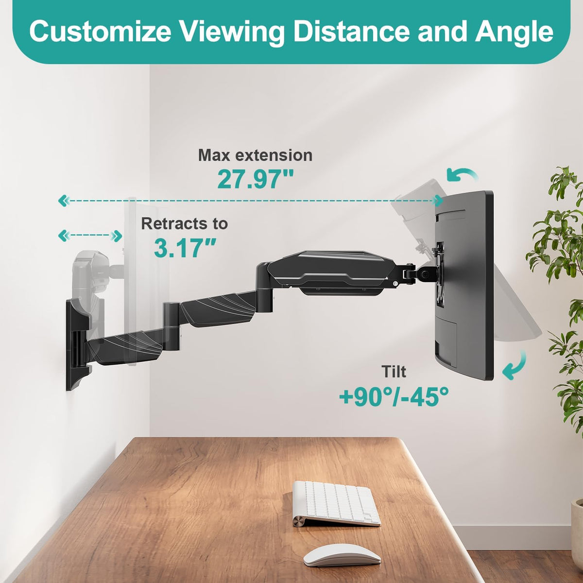 MOUNT PRO Monitor Wall Mount for 13 to 32 inch Computer Screen, Extra Long Ad...