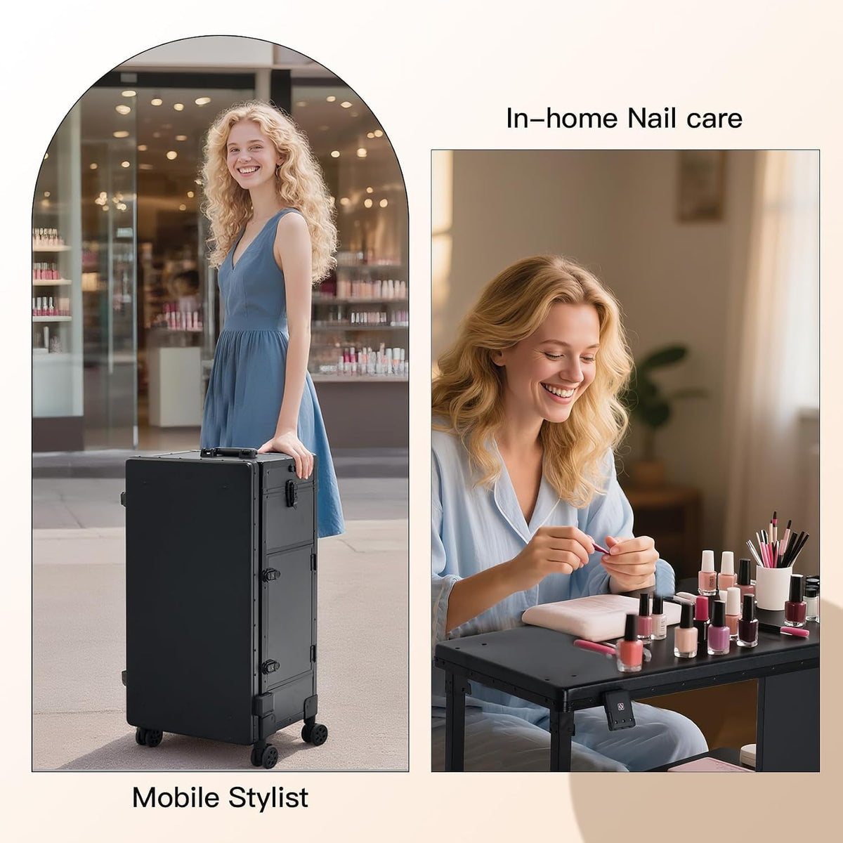 Portable Nail Desk for Nail Tech, Foldable Manicure Table with 3 Drawers &...