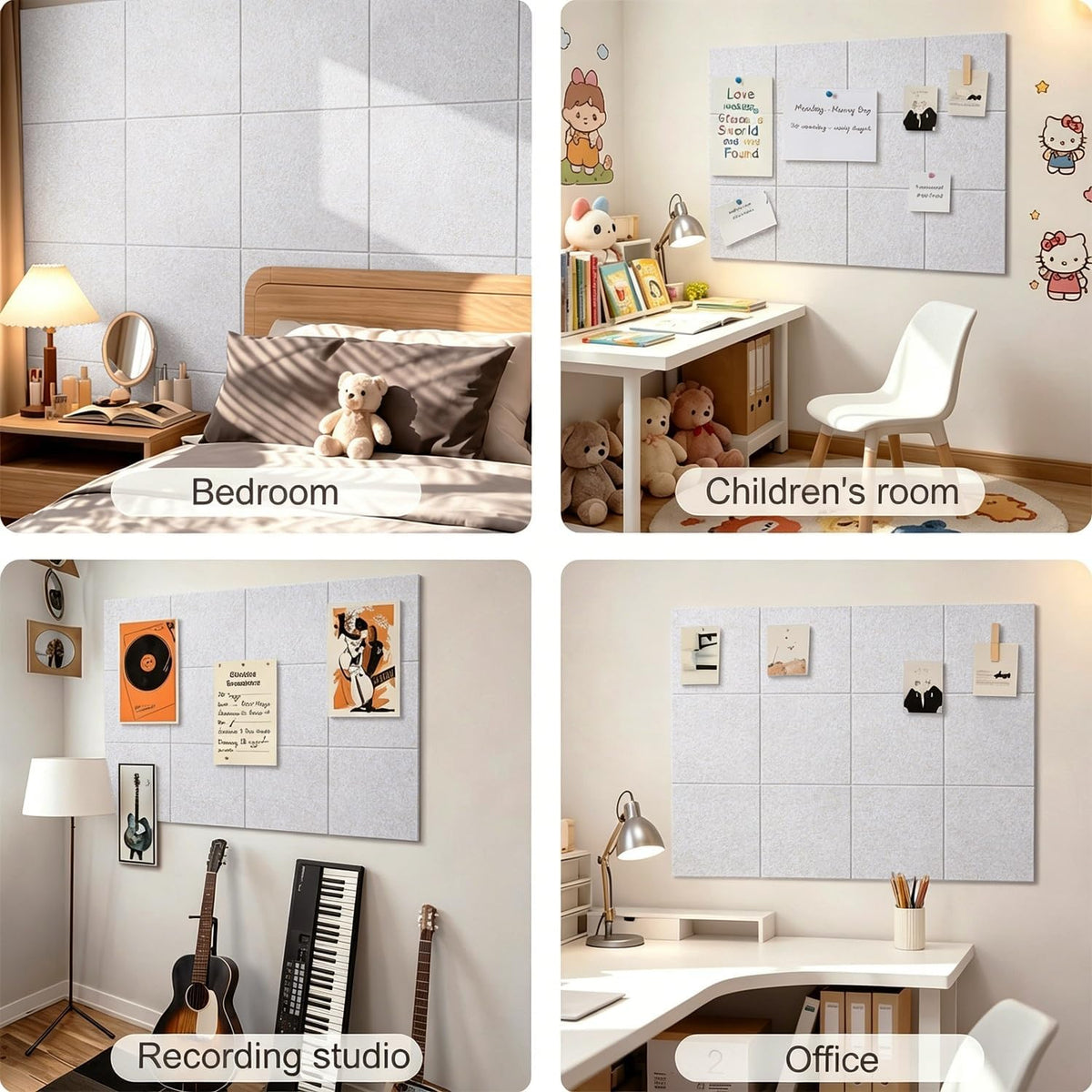 Felt Wall Tiles Bulletin Board Large Cork Board Alternative 12 Pack 11.81”x11...