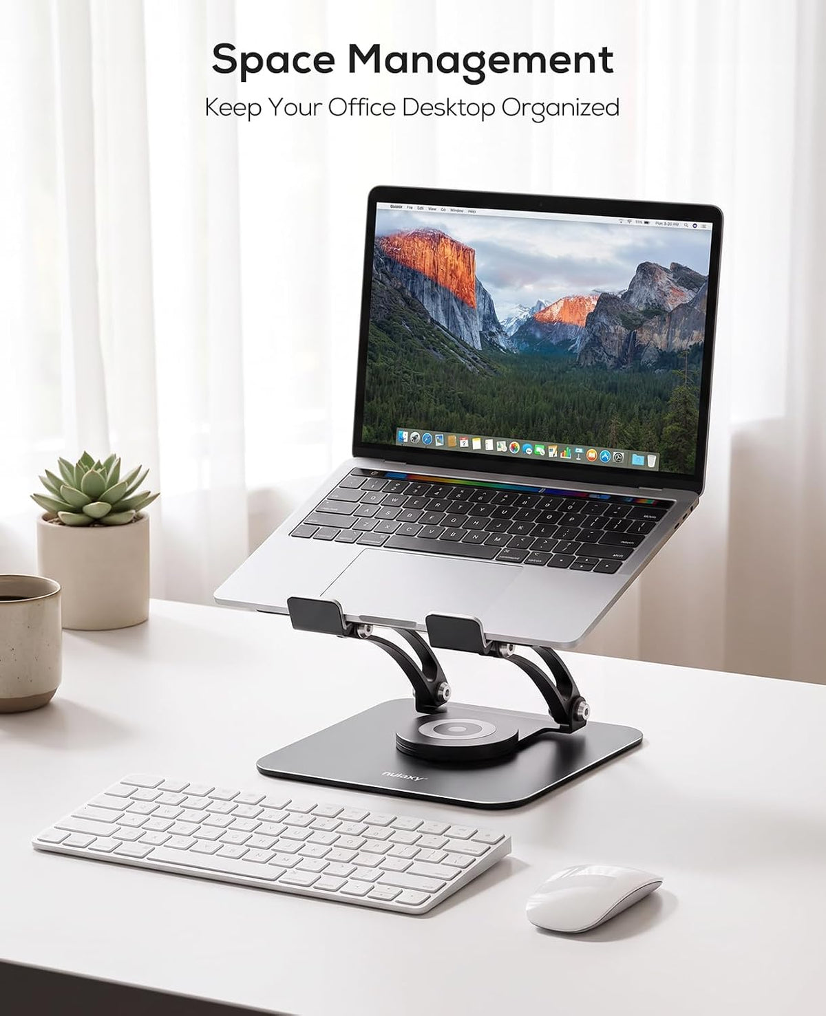 Nulaxy 360° Rotating Ergonomic Laptop Stand for Desk, Dual Foldable Design