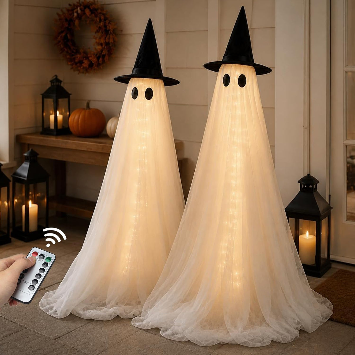 2 Pack 5 Ft Large Light Up Ghost Decor - Halloween Decorations Outdoor