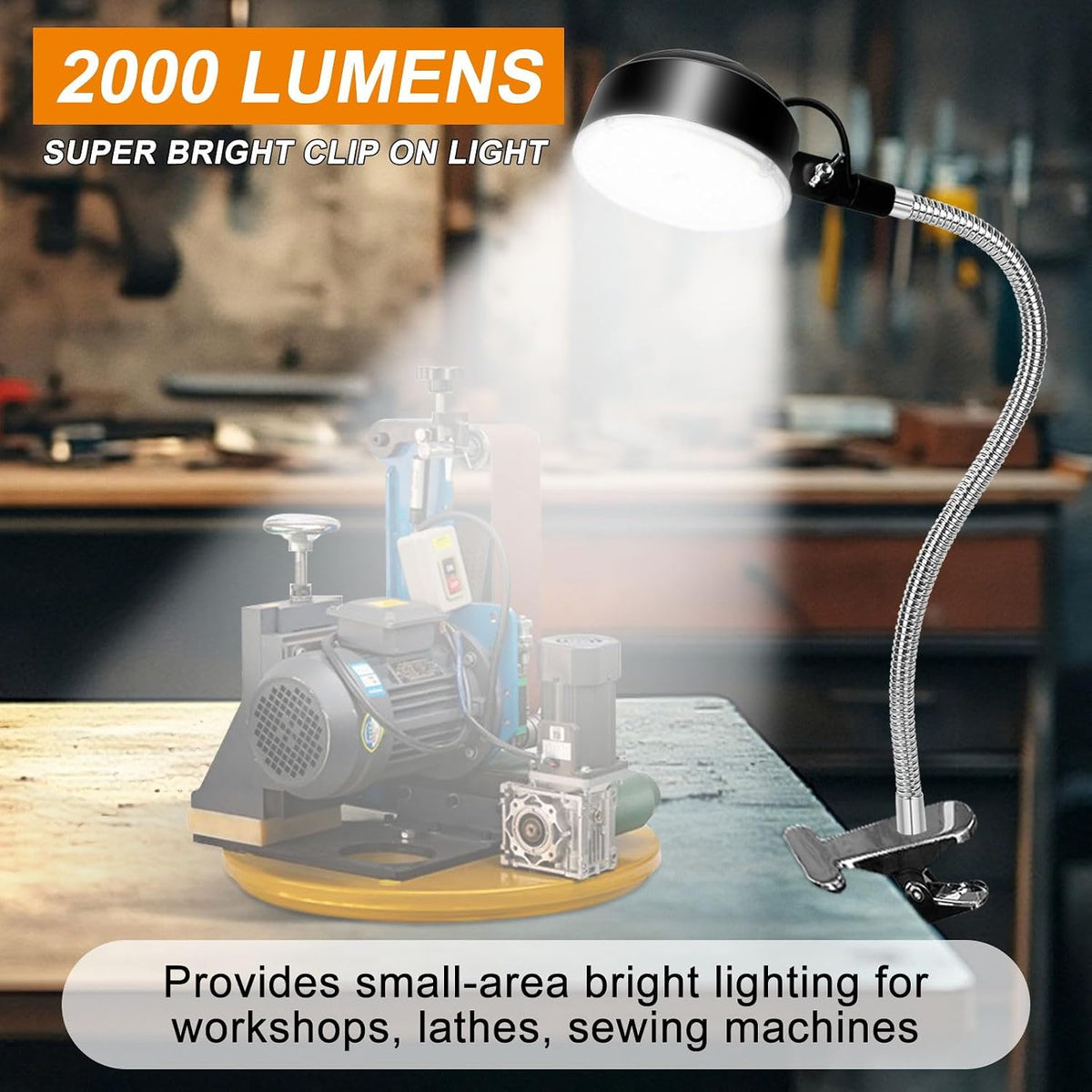 Clamp Light, LED Work Light with Flexible & Strong Clip for Workshop, Sew...
