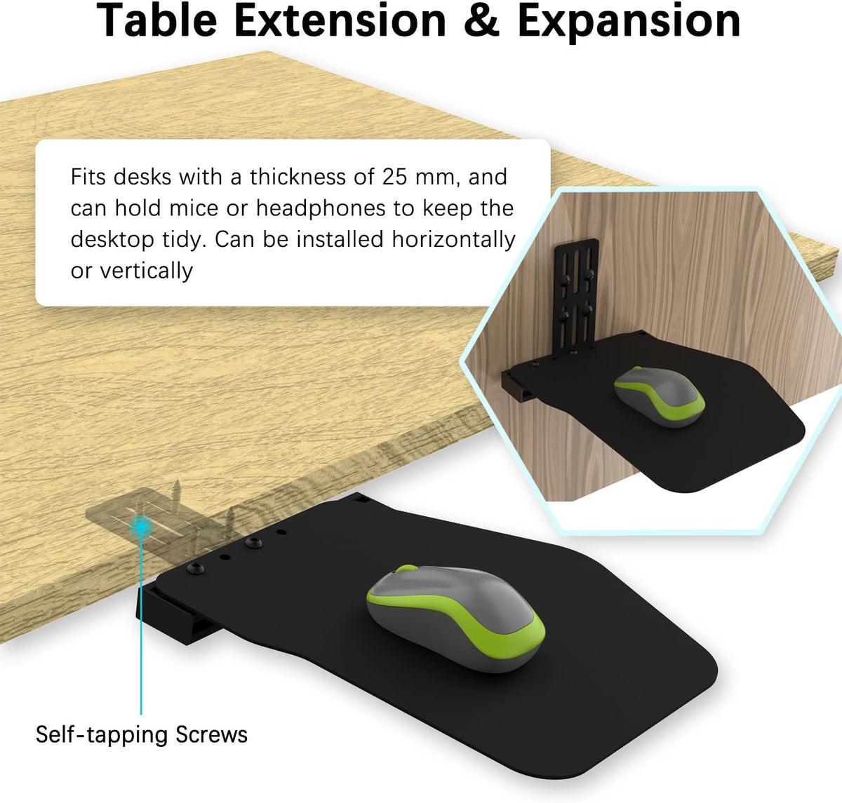 EG STARTS 1x Metal Extend Mouse Pad Holder Platform, Adjustable Horizontally ...
