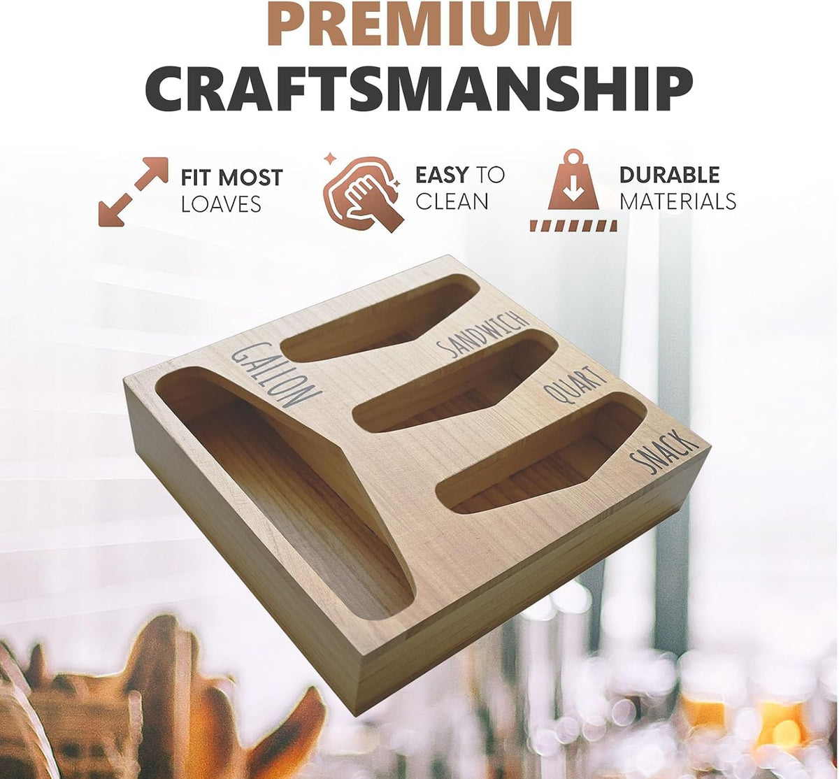 Bag Storage Organizer for Kitchen Drawer, Farmhouse Style Bags Organizer, Com...