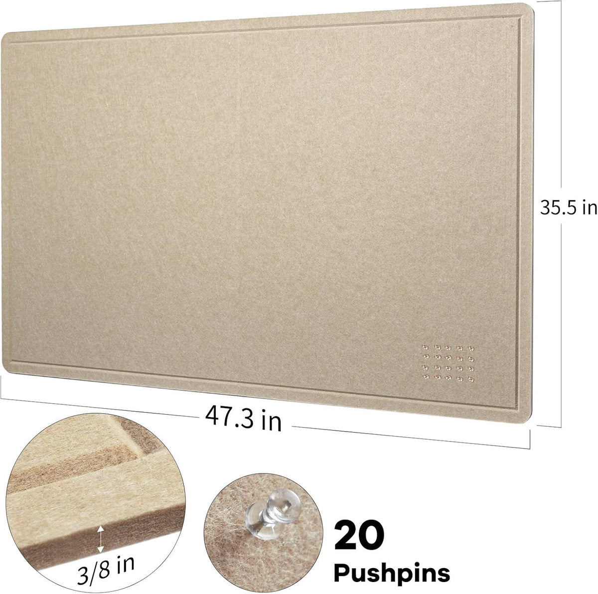 Felt Bulletin Board 48x36 inches, Decorative Pin Board for Home & Office