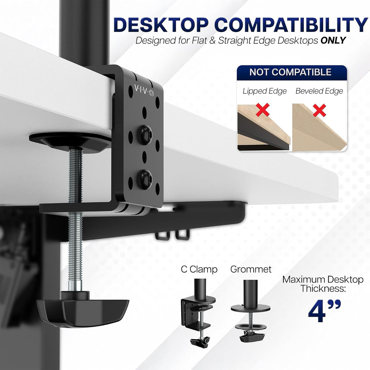 VIVO Extra Tall Single Monitor Desk Mount, 39 inch Pole VESA Stand for 13 to ...