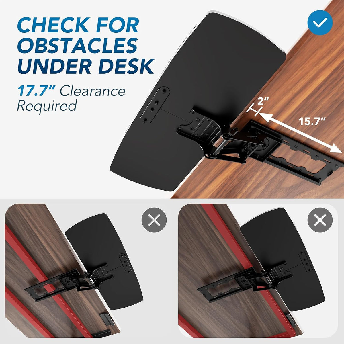 AX WABER Keyboard Tray Under Desk with Storage Drawer, Height Adjustable Keyb...