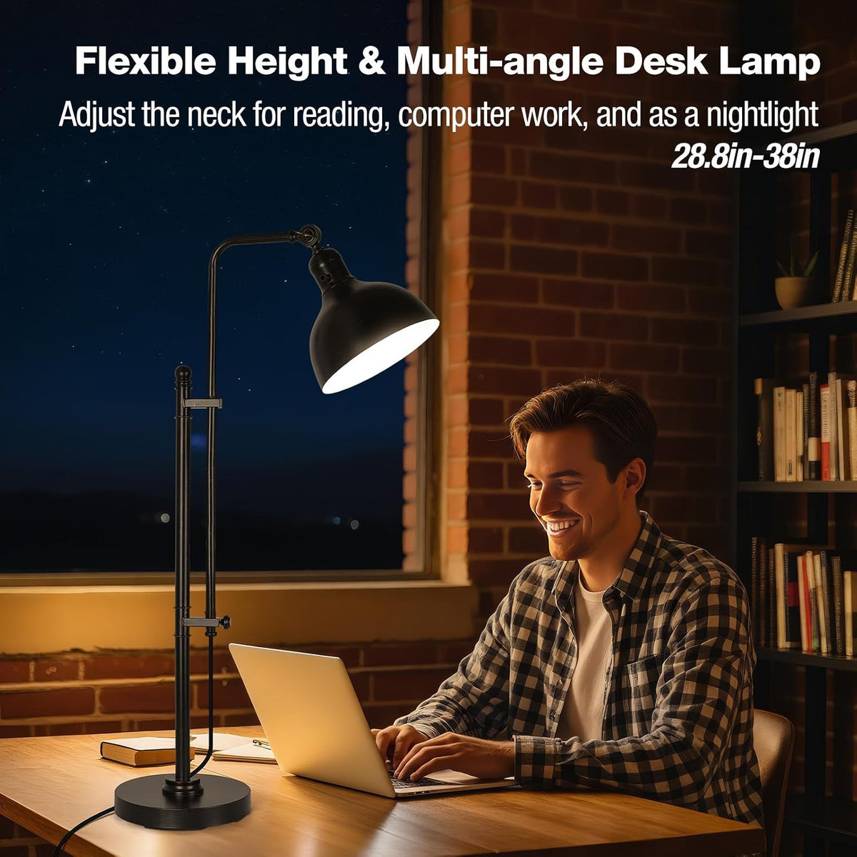 PARTPHONER Industrial Adjustable Desk Lamp for Home Office, Farmhouse Table l...