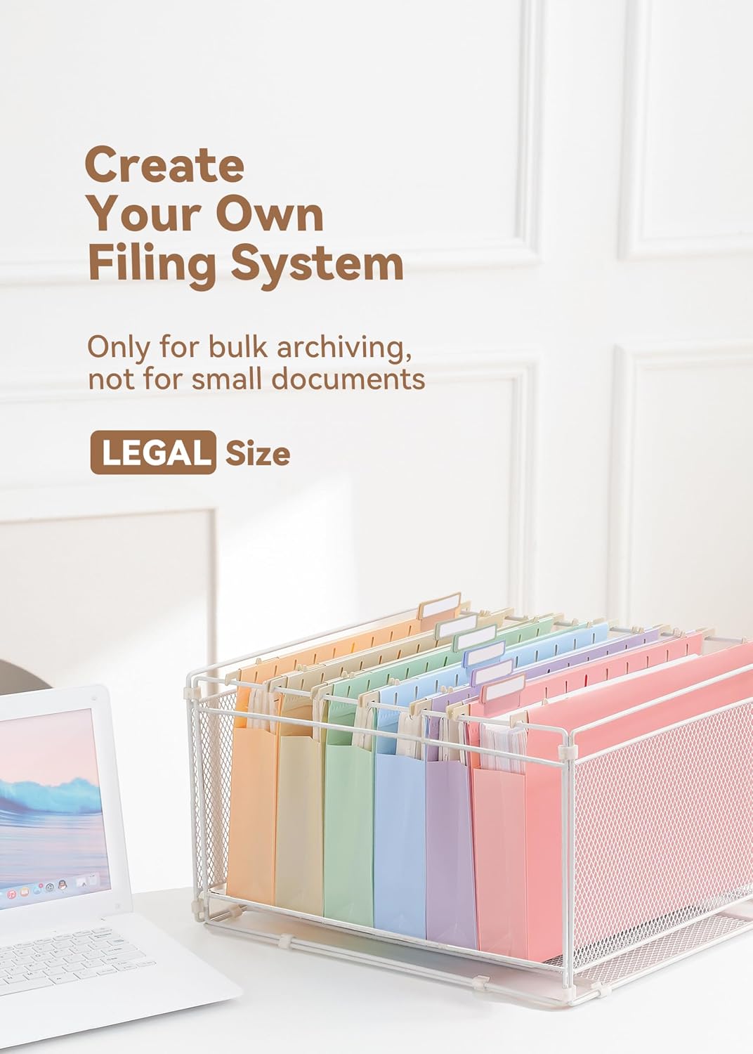 SortRax Legal Size Hanging File Folders, Plastic, 2" Expansion, Pastel