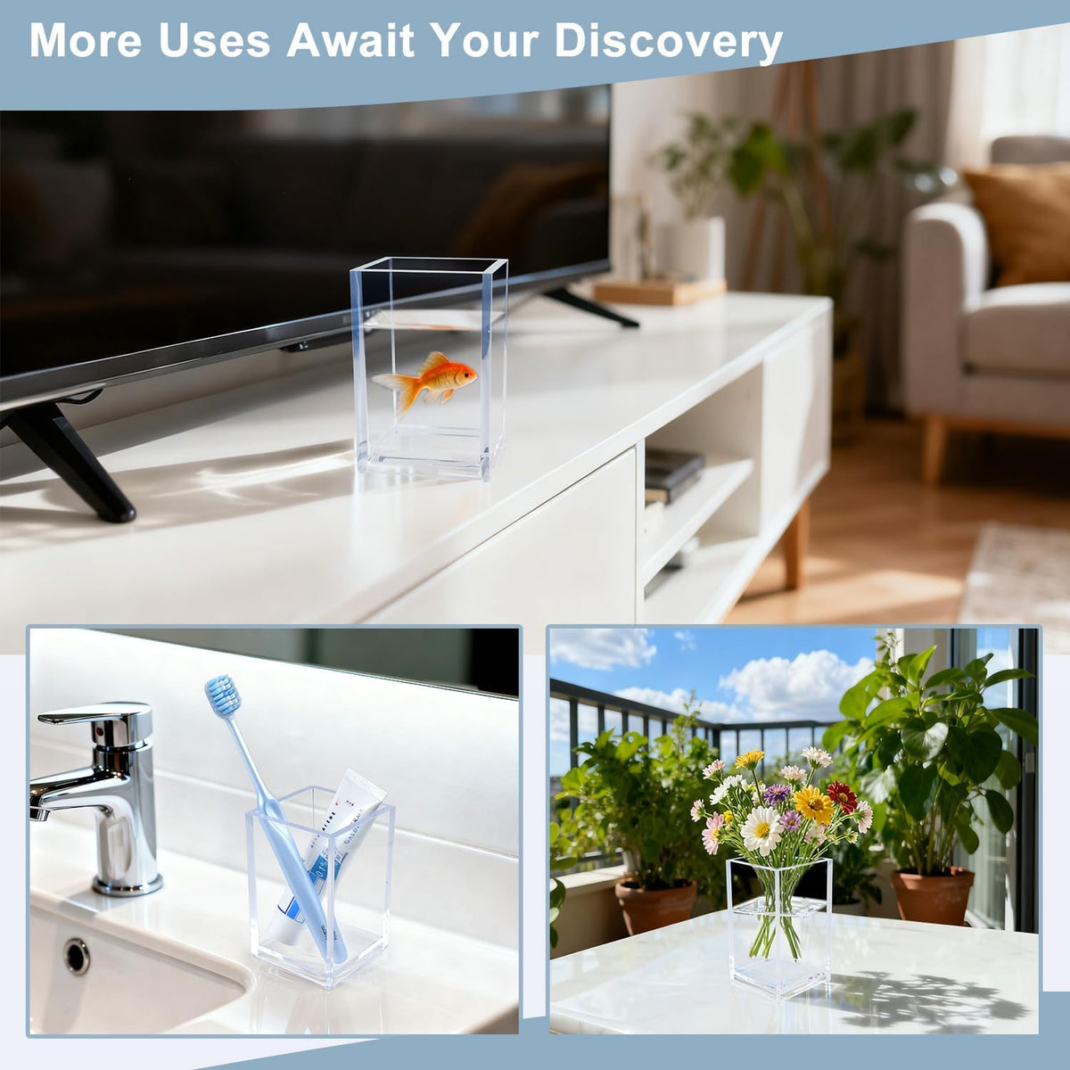 20 Pack Clear Acrylic Pen Holders, Bulk Pencil Cup Desk Organizers