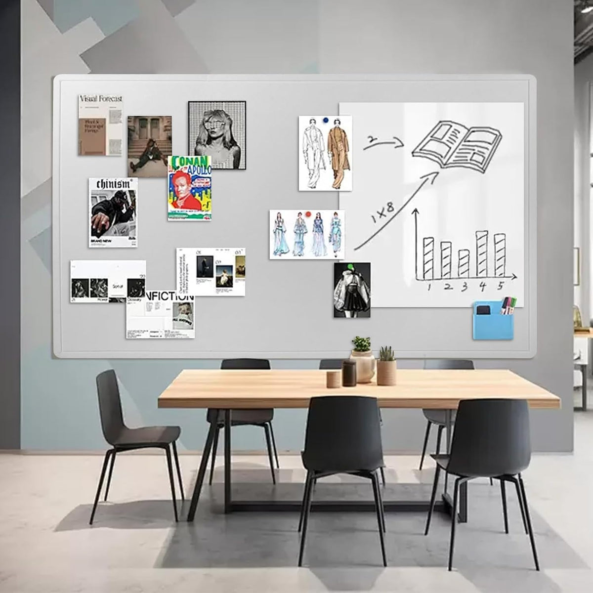 Extra Large Bulletin Board, 72 x 48 Inches Decorative Felt Pin Board Foldable...