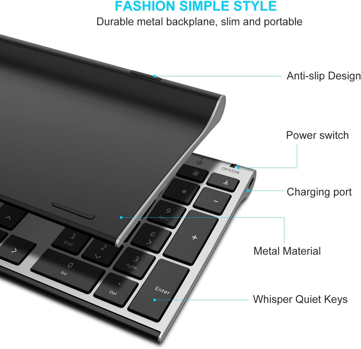 Vssoplor Wireless Keyboard and Mouse, Rechargeable Ultra Slim, Dark Gray